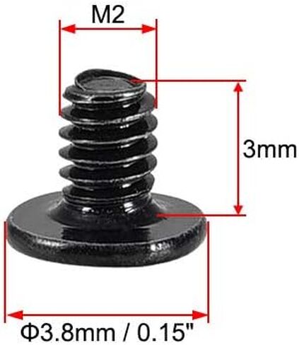 uxcell M2x3mm Phillips Screw Fastener Black 3.8mm Dia Screw Head for Laptop PC TV Fan Switch 50pcs in Saudi Arabia