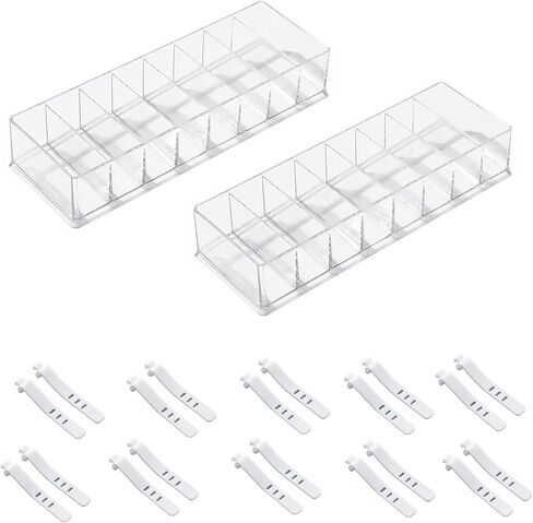 Clear Electronics Organizer Boxes, 8 Capacity Acrylic Charger Organizer, Cord Organizer Case with 10 Wire Ties, Data Cable Storage Box for Home, Office (With Cover) in Kuwait