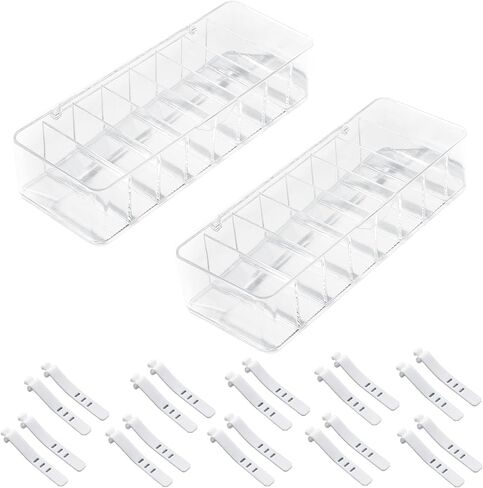 Clear Electronics Organizer Boxes, 8 Capacity Acrylic Charger Organizer, Cord Organizer Case with 10 Wire Ties, Data Cable Storage Box for Home, Office (With Cover) in Kuwait