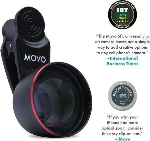 عدسة Movo SPL-Tele 3X Telephoto مع حامل مشبك للهواتف الذكية - عدسة تكبير لأجهزة iPhone وAndroid والأجهزة اللوحية - عدسة تلسكوبية للهواتف الذكية للفيديو والتصوير الفوتوغرافي - أفضل عدسة Telephoto لهاتف iPhone in Saudi Arabia