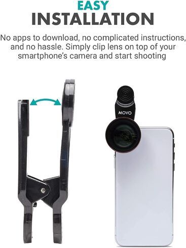 عدسة Movo SPL-Tele 3X Telephoto مع حامل مشبك للهواتف الذكية - عدسة تكبير لأجهزة iPhone وAndroid والأجهزة اللوحية - عدسة تلسكوبية للهواتف الذكية للفيديو والتصوير الفوتوغرافي - أفضل عدسة Telephoto لهاتف iPhone in Saudi Arabia