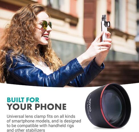 عدسة Movo SPL-Tele 3X Telephoto مع حامل مشبك للهواتف الذكية - عدسة تكبير لأجهزة iPhone وAndroid والأجهزة اللوحية - عدسة تلسكوبية للهواتف الذكية للفيديو والتصوير الفوتوغرافي - أفضل عدسة Telephoto لهاتف iPhone in Saudi Arabia