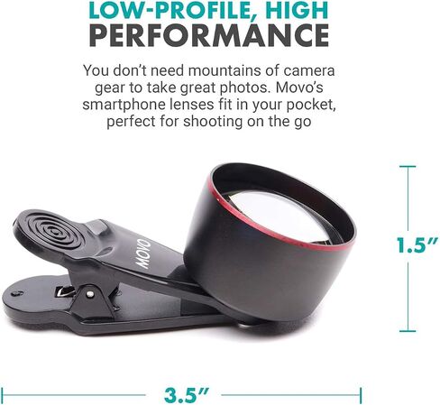 عدسة Movo SPL-Tele 3X Telephoto مع حامل مشبك للهواتف الذكية - عدسة تكبير لأجهزة iPhone وAndroid والأجهزة اللوحية - عدسة تلسكوبية للهواتف الذكية للفيديو والتصوير الفوتوغرافي - أفضل عدسة Telephoto لهاتف iPhone in Saudi Arabia