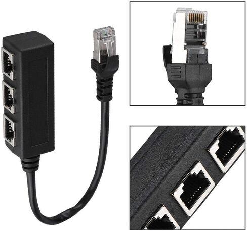 كابل مقسم إيثرنت RJ45، 1 ذكر إلى 3 × أنثى كابل محول مقسم إيثرنت LAN، مقسم توصيل النقل in Kuwait