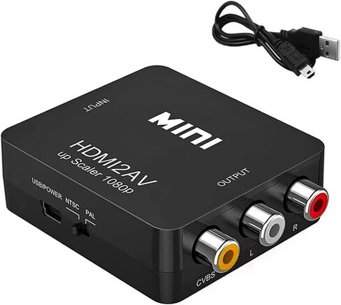 محول RCA إلى HDMI، كابل RCA إلى HDMI، سلك كابل محول AV إلى HDMI، فيديو صوتي مركب 3RCA CVBS إلى 1080P HDMI يدعم PAL NTSC لأجهزة الكمبيوتر المحمول Xbox PS3 PS4 TV STB VHS VCR Camera DVD إلخ in Kuwait