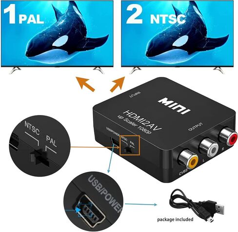 محول RCA إلى HDMI، كابل RCA إلى HDMI، سلك كابل محول AV إلى HDMI، فيديو صوتي مركب 3RCA CVBS إلى 1080P HDMI يدعم PAL NTSC لأجهزة الكمبيوتر المحمول Xbox PS3 PS4 TV STB VHS VCR Camera DVD إلخ in Kuwait