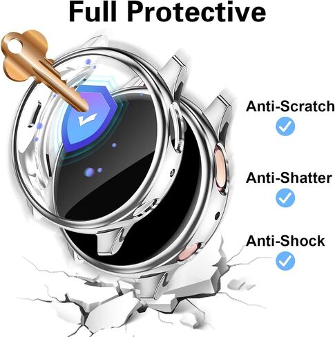 GEAK 3 Pack for Samsung Galaxy Active 2 Watch Case 40mm, Screen Protector Soft Full Cover for Samsung Galaxy Active Smartwatch 40mm Black/Silver/Rose Gold in Kuwait
