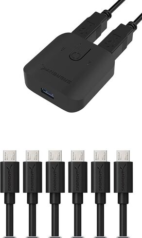SABRENT USB 3.0 Sharing Switch for Multiple Computers and Peripherals LED Device Indicators + [6-Pack] 22AWG Premium 3ft Micro USB Cables High Speed USB 2.0 A Male to Micro B Sync and Charge Cables in Saudi Arabia