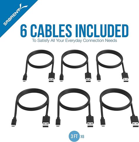SABRENT USB 3.0 Sharing Switch for Multiple Computers and Peripherals LED Device Indicators + [6-Pack] 22AWG Premium 3ft Micro USB Cables High Speed USB 2.0 A Male to Micro B Sync and Charge Cables in Saudi Arabia
