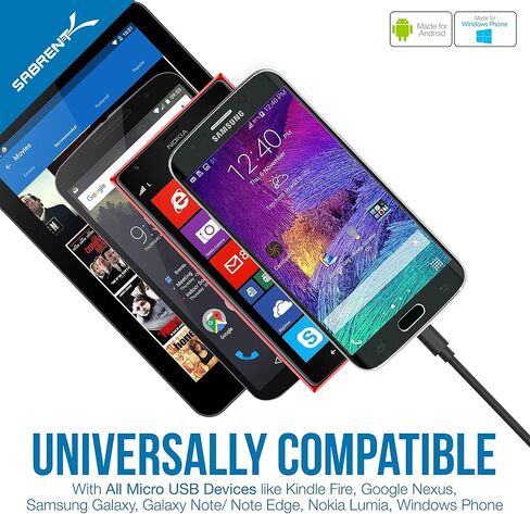 SABRENT USB 3.0 Sharing Switch for Multiple Computers and Peripherals LED Device Indicators + [6-Pack] 22AWG Premium 3ft Micro USB Cables High Speed USB 2.0 A Male to Micro B Sync and Charge Cables in Saudi Arabia