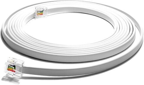 8FT RJ11 Telephone Cord – Pro Grade 4-Wire Landline Phone Cable, 100% Copper, Heavy Duty PVC Jacket, Thick Gold Contacts for Phone, Fax, DSL (8 Foot - Black, Made in USA) in Kuwait