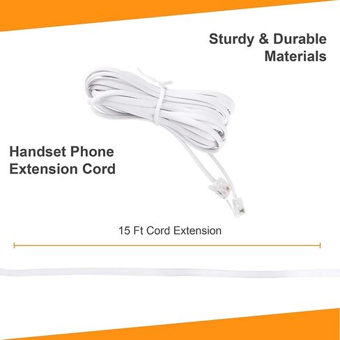 iSoHo Phones - Telephone Cords for Landline Phones - Phone Cords for Landline Phones to Wall Jack - Superb Sound Quality, Sturdy Materials - Choctaw White - Fits All RJ11 Phone Jack 15ft Phone Cord in Saudi Arabia