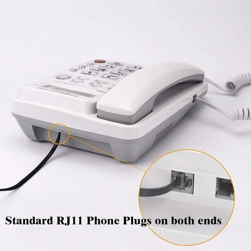 Phone Cord 15FT, Landline Telephone Cable with RJ11 Plug, Includes Telephone Inline Coupler RJ11 Splitter and 10pcs Cable Clips(White) in Kuwait