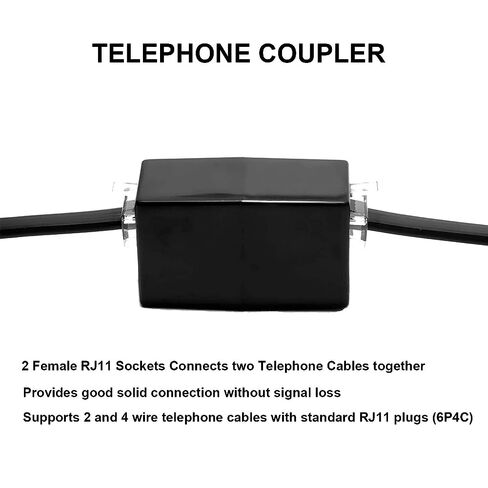 Phone Cord 15FT, Landline Telephone Cable with RJ11 Plug, Includes Telephone Inline Coupler RJ11 Splitter and 10pcs Cable Clips(White) in Kuwait
