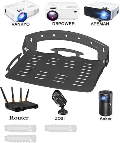 رف حائط صغير، رف عائم تصميم تبديد الحرارة جهاز عرض صغير جدار جبل زاوية قابل للتعديل رف العرض للجدار 90 درجة قابل للطي تحميل 3 كجم يمكن أن تحمل جهاز العرض ، راوتر ، العمل الفني ، دي في دي أسود in Kuwait