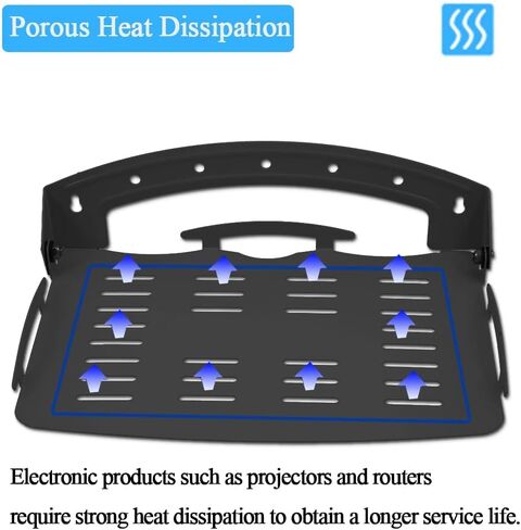 رف حائط صغير، رف عائم تصميم تبديد الحرارة جهاز عرض صغير جدار جبل زاوية قابل للتعديل رف العرض للجدار 90 درجة قابل للطي تحميل 3 كجم يمكن أن تحمل جهاز العرض ، راوتر ، العمل الفني ، دي في دي أسود in Kuwait