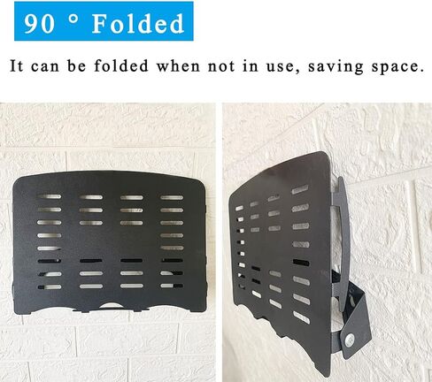 رف حائط صغير، رف عائم تصميم تبديد الحرارة جهاز عرض صغير جدار جبل زاوية قابل للتعديل رف العرض للجدار 90 درجة قابل للطي تحميل 3 كجم يمكن أن تحمل جهاز العرض ، راوتر ، العمل الفني ، دي في دي أسود in Kuwait