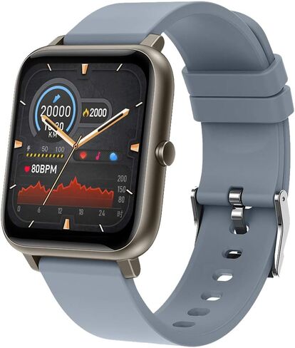 ساعة ذكية EBAKIN لتتبع اللياقة البدنية 1.4 بوصة شاشة لمس كاملة IP67 مقاومة للماء ضغط الدم ونسبة القلب الدم الأكسجين الرياضية (رمادي) in Kuwait