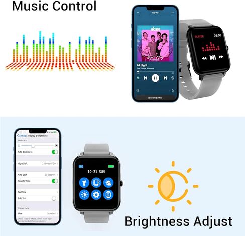 ساعة ذكية EBAKIN لتتبع اللياقة البدنية 1.4 بوصة شاشة لمس كاملة IP67 مقاومة للماء ضغط الدم ونسبة القلب الدم الأكسجين الرياضية (رمادي) in Kuwait