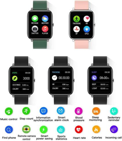 ساعة ذكية EBAKIN لتتبع اللياقة البدنية 1.4 بوصة شاشة لمس كاملة IP67 مقاومة للماء ضغط الدم ونسبة القلب الدم الأكسجين الرياضية (رمادي) in Kuwait