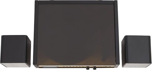 Crosley CR7017B-BK Coda 3-Speed Bluetooth Turntable and FM Radio Shelf System with Matching Stereo Speakers, Black in Kuwait
