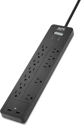 APC Surge Protector Power Strip, PH12, 2160 Joules, Flat Plug, 12 Outlet Power Cord Strip Black in Saudi Arabia
