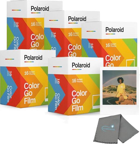فيلم Go Color Film، 32 صورة، عبوتان مزدوجتان، متوافق مع كاميرا Polaroid Go، فيلم ملون فوري للكاميرا الفورية، مع قطعة قماش للتنظيف Lumintrail in Kuwait