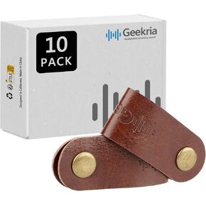 Geekria Power Cord Organizer Earphone Winder Cable Straps, Charging Cable Ties, USB Cords Bandage/Headphone Cable Clips, Holder Rustic Cord Management System with Handmade Faux Leather (10PCS) in Saudi Arabia