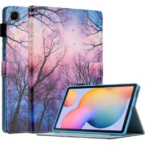 for Samsung Galaxy Tab S6 Lite Case 10.4 inch 2024/2022/2020 with S Pen Holder Model (SM-P610/P613/P615/P619), Smart Wake/Sleep, PU Leather Folio Cover with Multi-Angle Stand, Beach