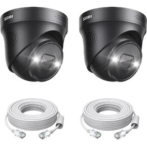 ZOSI 2PK 4K PoE IP Security Camera with Ethernet Cables,Person/Vehicle Detection,Night Vision,Sound & Light Alarm,2 Way Audio,8MP Weatherproof Outdoor Dome Camera Only Compatible 4K POE NVR in Kuwait