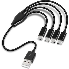 كابل مقسم USB C قصير من GELRHONR، 4 في 1 USB 2.0 A ذكر إلى 4 USB C ذكر سلك شحن لبعض هواتف USB من النوع C، الجهاز - 0.5 متر (أسود) in Kuwait