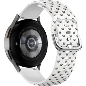 Honeexy Band, (Pug Dog Pattern) Compatible with Samsung Galaxy Watch 5 / PRO, Galaxy Watch 4 Classic, Flexible Soft Silicone Watch Strap Bracelet Wristband Replacement Smartwatch Band in Kuwait
