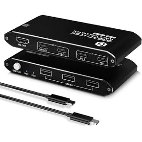 USB C KVM Switch Two Computers One Monitor,2 Port Type-C Kvm Switcher 4k@60HZ,Monitor Switch Suppport USB2.0& 100W Power Delivery,with EDID,Plug and Play in Kuwait