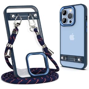 حافظة هاتف DOB SECHS لهاتف iPhone 14 Pro Max مع حزام، حافظة كروس شفافة مع حبل رقبة قابل للفصل، غطاء هاتف واقٍ مقاوم للصدمات من الدرجة العسكرية، قابل للتعديل، مضاد للاصفرار، أسود in Kuwait