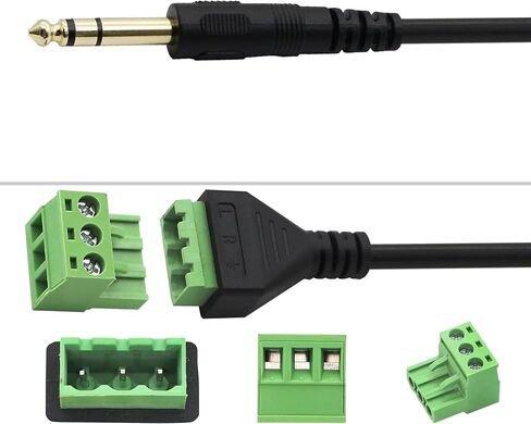 PNGKNYOCN 6.35mm TRS Screw Terminal Connector Cable 30CM 1/4" Stereo Audio Male to 3 Pin Screw Terminal Female Microphone Balun Solderless Converter Adapter Cable（3Pole/M） in Saudi Arabia