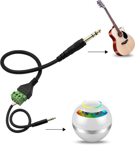 PNGKNYOCN 6.35mm TRS Screw Terminal Connector Cable 30CM 1/4" Stereo Audio Male to 3 Pin Screw Terminal Female Microphone Balun Solderless Converter Adapter Cable（3Pole/M） in Saudi Arabia