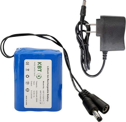 KBT 12V 5200mAh Rechargeable Li-ion Battery, DC5521 Male Connector, Replacement Battery Pack with Charger Compatible for 12V Device RC Car, Boat, Robot, DIY, LED Light Strip, CCTV Camera in Saudi Arabia