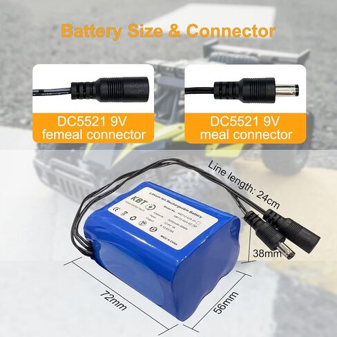KBT 12V 5200mAh Rechargeable Li-ion Battery, DC5521 Male Connector, Replacement Battery Pack with Charger Compatible for 12V Device RC Car, Boat, Robot, DIY, LED Light Strip, CCTV Camera in Saudi Arabia
