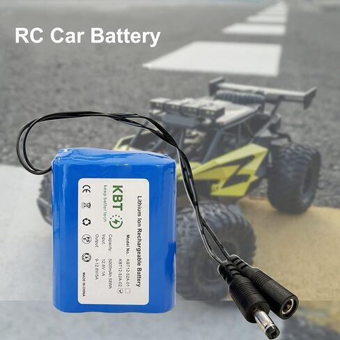 KBT 12V 5200mAh Rechargeable Li-ion Battery, DC5521 Male Connector, Replacement Battery Pack with Charger Compatible for 12V Device RC Car, Boat, Robot, DIY, LED Light Strip, CCTV Camera in Saudi Arabia