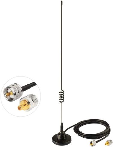Bingfu Vehicle Car Mobile Ham Radio Antenna Dual Band VHF UHF | 136-174MHz 400-520MHz Magnetic Base PL259 Male Antenna for BTECH ICOM Midland Yaesu TYT AnyTone Amateur Two Way Radio in Kuwait