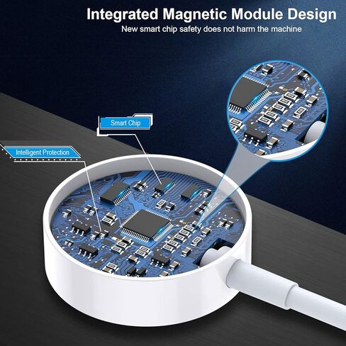 [معتمد من Apple MFi] شاحن 2 في 1 للآيفون والساعة بطول 6.6 قدم كابل شحن مغناطيسي iWatch مع شاحن حائط USB ومقبس سفر لسلسلة ساعات Apple 8/7/6/SE/5/4/3/2/1 وiPhone 13/12 /11/برو/ماكس/XR/X in Kuwait