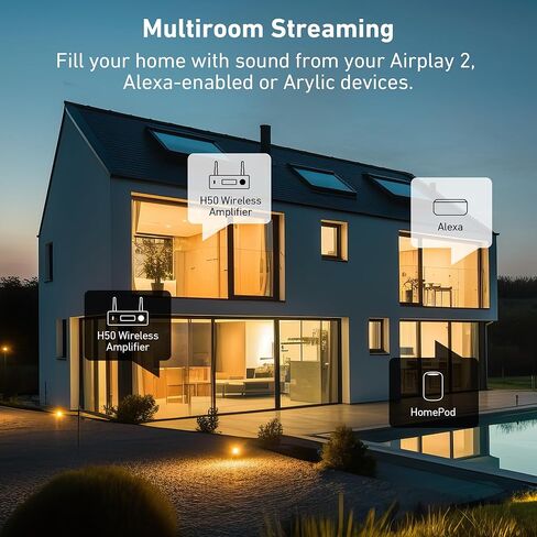 مضخم صوت Arylic H50 Hi-Fi Multiroom WiFi مع بلوتوث aptX HD وHDMI ARC وAirplay 2 وSpotify للموسيقى المنزلية اللاسلكية. يدعم نقل الموسيقى واستقبالها 192 كيلو هرتز/24 بت. مضخم صوت 50 وات*2 in Kuwait