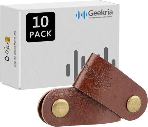 Geekria Power Cord Organizer Earphone Winder Cable Straps, Charging Cable Ties, USB Cords Bandage/Headphone Cable Clips, Holder Rustic Cord Management System with Handmade Faux Leather (10PCS) in Saudi Arabia