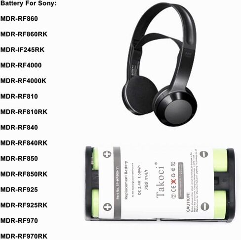 Youejoeq بطارية قابلة للشحن لسماعات sonyBP-HP550-11، MDR-RF970RK، RF970R، RF925RK، RF925R، RF912RK، RF4000K، IF245RK، RF860RK، RF855RK، RF850RK، RF840RK، RF811RK، RF810RK in Saudi Arabia