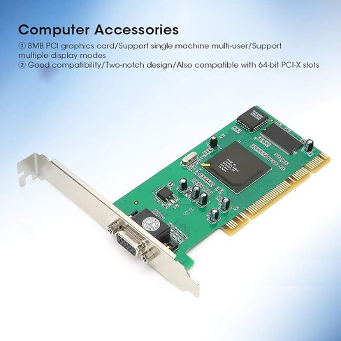 بطاقة Hilitand PCI Graphics VGA 8MB 32Bit Desktop Component Accessories MultiDisplay لـ ATI Rage XL in Kuwait