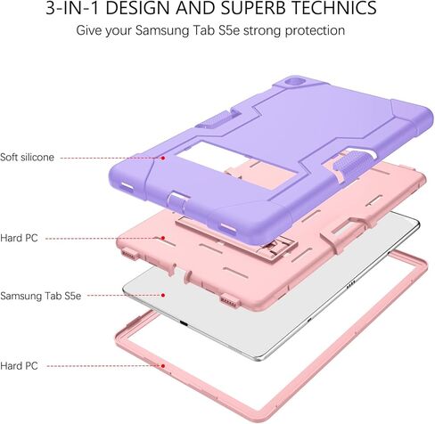 حافظة Galaxy Tab S5e 10.5 2019 SM-T720/T725 GUAGUA مسند شديد التحمل 3 في 1 عالي التأثير لكامل الجسم وممتص للصدمات ومضاد للخدش لهاتف Samsung Galaxy Tab S5e 2019 أسود/أزرق in Kuwait