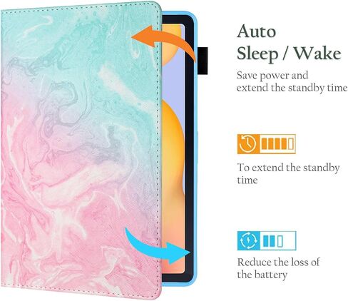 for Samsung Galaxy Tab S6 Lite Case 10.4 inch 2024/2022/2020 with S Pen Holder Model (SM-P610/P613/P615/P619), Smart Wake/Sleep, PU Leather Folio Cover with Multi-Angle Stand, Beach in Kuwait