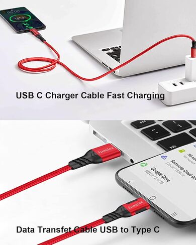 USB A to USB C Cable 6.6ft, 10Gbps Data Transfer 60W 3A Fast Charging Cable in Kuwait