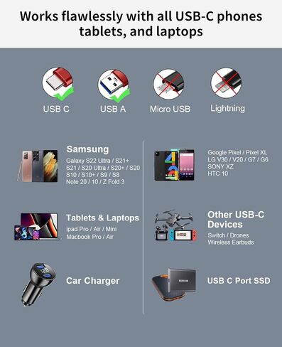USB A to USB C Cable 6.6ft, 10Gbps Data Transfer 60W 3A Fast Charging Cable in Kuwait