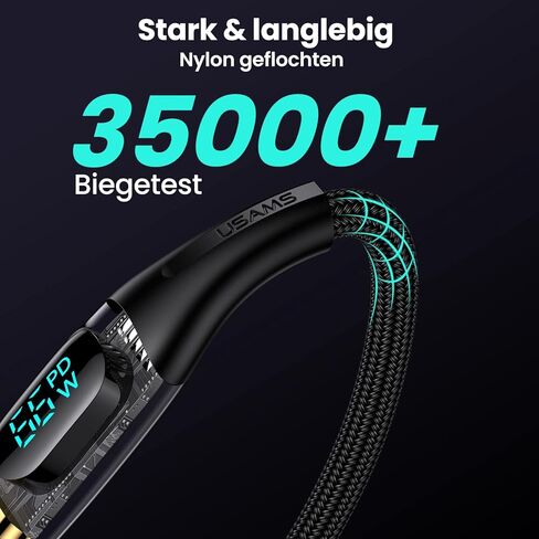 كابل 4FT PD 66W USB A إلى USB C، كابل USB C للشحن السريع 6A مع شاشة LED سلك شاحن مجدول من النايلون نوع C كابل شفاف لهاتف Samsung S21 S20 iPad Pro Google Pixel LG (أسود) in Kuwait